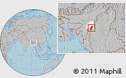 Gray Location Map of Chandel, highlighted parent region, hill shading