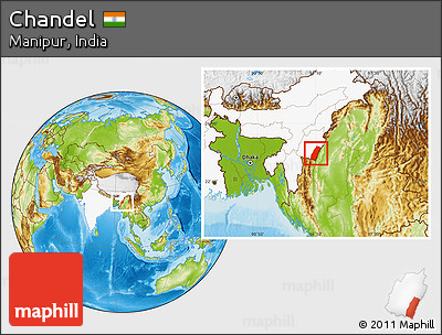 Physical Location Map of Chandel, highlighted country