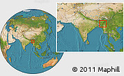 Satellite Location Map of Chandel, within the entire country