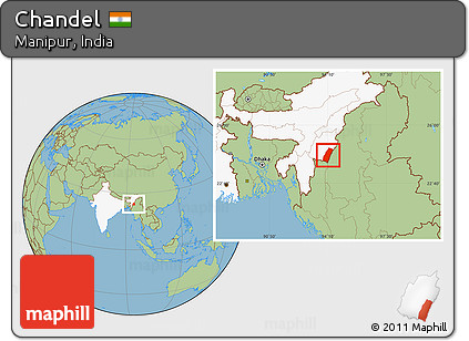 Savanna Style Location Map of Chandel, highlighted country