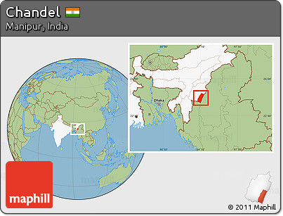Savanna Style Location Map of Chandel, highlighted country