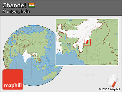 Savanna Style Location Map of Chandel, highlighted country