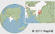 Savanna Style Location Map of Chandel, highlighted country, hill shading