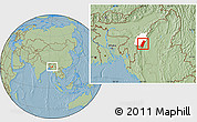 Savanna Style Location Map of Chandel, highlighted parent region, hill shading