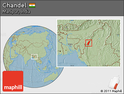 Savanna Style Location Map of Chandel, hill shading