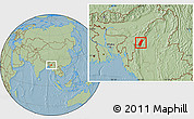 Savanna Style Location Map of Chandel, hill shading