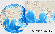 Shaded Relief Location Map of Chandel, within the entire country