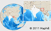 Shaded Relief Location Map of Chandel, highlighted country, within the entire country
