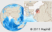 Shaded Relief Location Map of Chandel, highlighted country, highlighted parent region