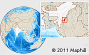 Shaded Relief Location Map of Chandel, highlighted country