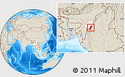 Shaded Relief Location Map of Chandel, highlighted parent region