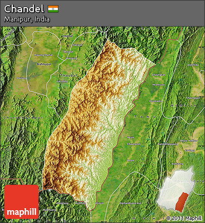 Physical Map of Chandel, satellite outside