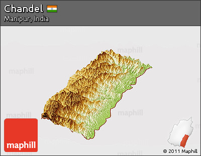 Physical Panoramic Map of Chandel, cropped outside