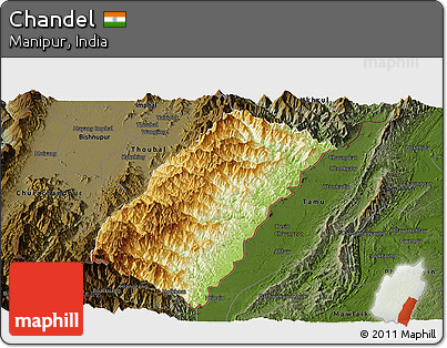Physical Panoramic Map of Chandel, darken