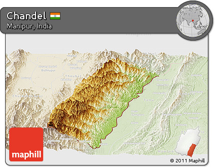 Physical Panoramic Map of Chandel, lighten
