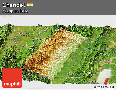 Physical Panoramic Map of Chandel, satellite outside