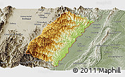 Physical Panoramic Map of Chandel, semi-desaturated