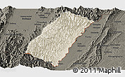Shaded Relief Panoramic Map of Chandel, darken