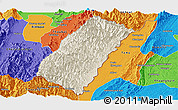 Shaded Relief Panoramic Map of Chandel, political outside