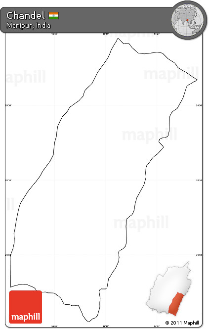 Blank Simple Map of Chandel, cropped outside, no labels