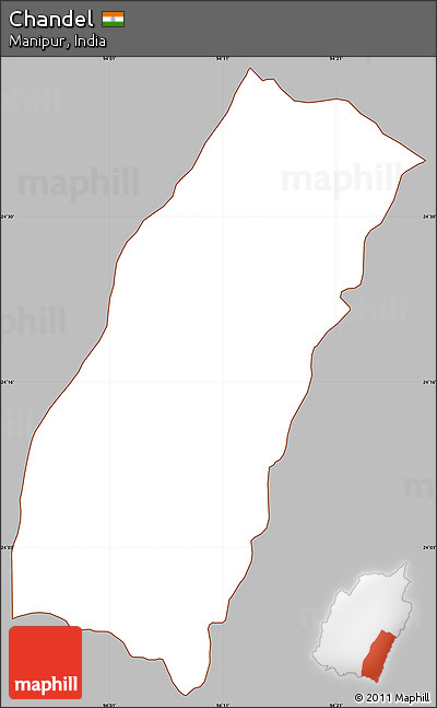 Gray Simple Map of Chandel, cropped outside