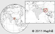 Blank Location Map of Manipur, highlighted country, within the entire country