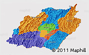 Political Panoramic Map of Manipur, cropped outside