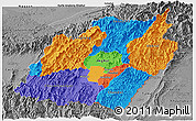 Political Panoramic Map of Manipur, desaturated
