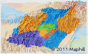 Political Panoramic Map of Manipur, lighten