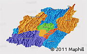 Political Panoramic Map of Manipur, single color outside
