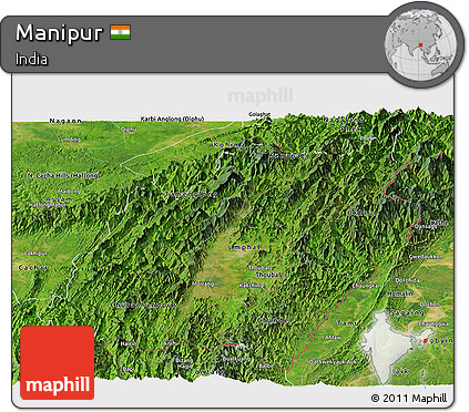 Satellite Panoramic Map of Manipur