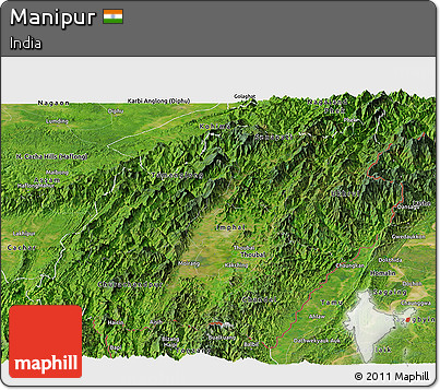 Satellite Panoramic Map of Manipur
