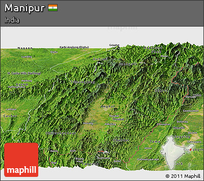 Satellite Panoramic Map of Manipur