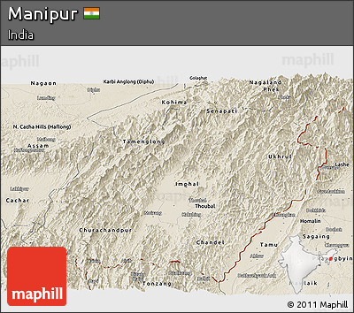 Shaded Relief Panoramic Map of Manipur