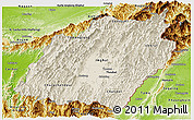 Shaded Relief Panoramic Map of Manipur, physical outside