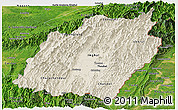 Shaded Relief Panoramic Map of Manipur, satellite outside