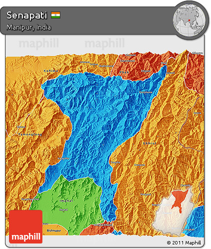 Political 3D Map of Senapati
