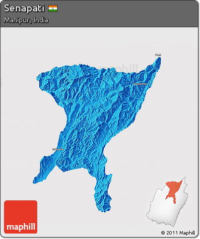 Political 3D Map of Senapati, single color outside