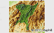 Satellite 3D Map of Senapati, physical outside