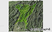 Satellite 3D Map of Senapati, semi-desaturated