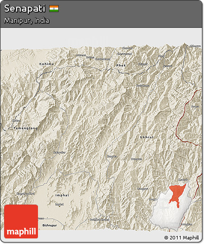 Shaded Relief 3D Map of Senapati