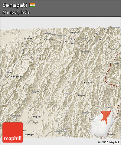 Shaded Relief 3D Map of Senapati