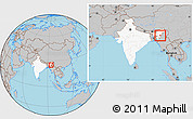 Gray Location Map of Senapati, highlighted country, within the entire country