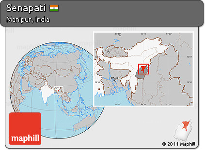 Gray Location Map of Senapati, highlighted country, highlighted parent region