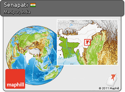 Physical Location Map of Senapati, highlighted country