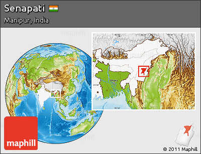 Physical Location Map of Senapati, highlighted country