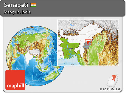 Physical Location Map of Senapati, highlighted country, highlighted parent region