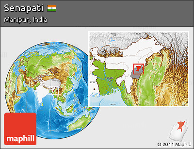 Physical Location Map of Senapati, highlighted country, highlighted parent region