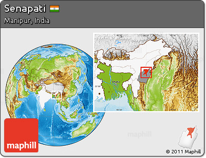Physical Location Map of Senapati, highlighted country, highlighted parent region