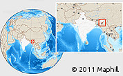 Shaded Relief Location Map of Senapati, highlighted country, highlighted parent region, within the entire country